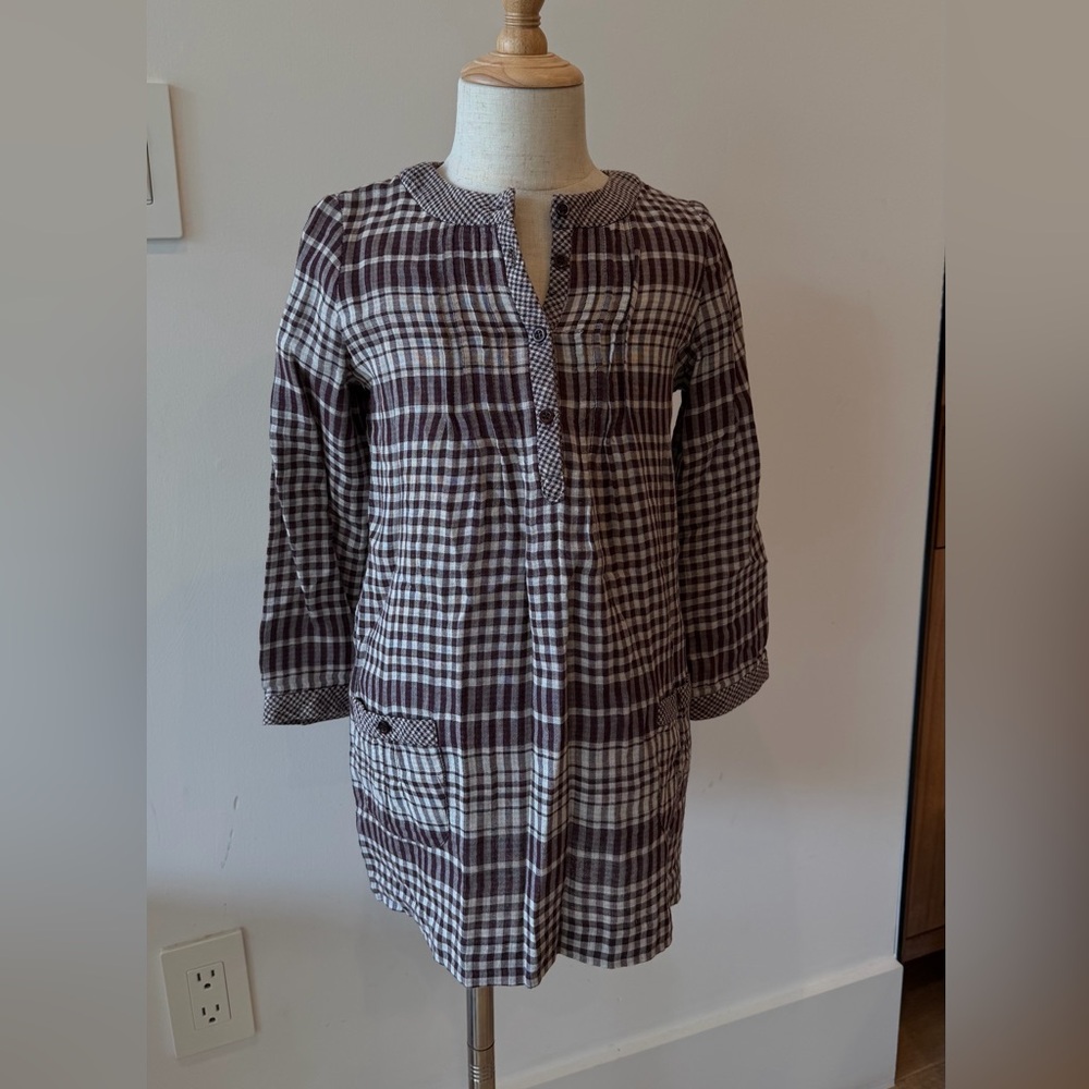 Bonpoint Brown Plaid Kids Casual Dress